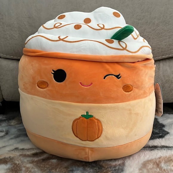 🎃 Squishmallows Delindu the Pumpkin Spice Latte HTF NWT & 14” Halloween - Picture 1 of 7